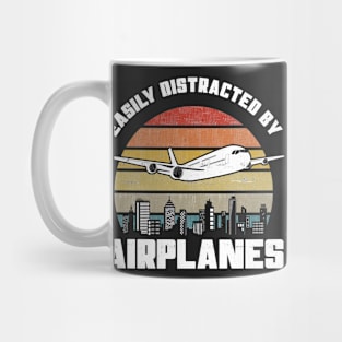 Easily Distracted By Airplanes - Pilot Aviation Flight print Mug